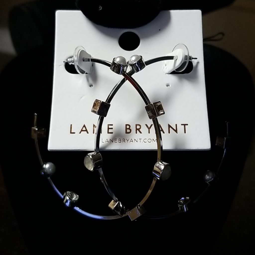 Silver Gemstone Hoop Earrings 10$